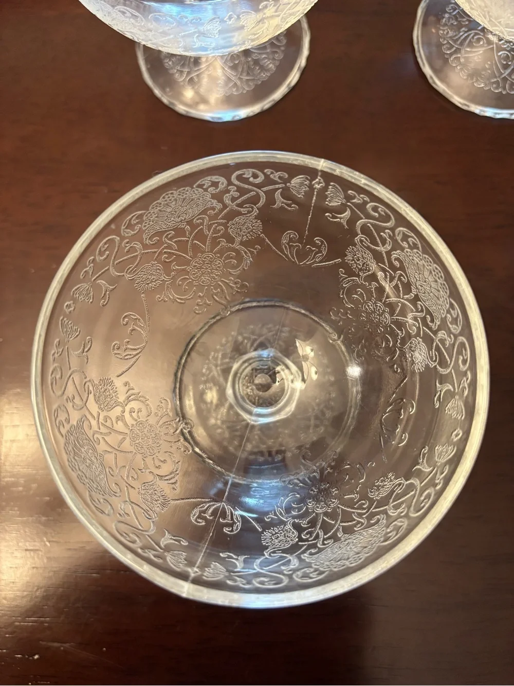 Hazel Atlas Florentine #1 Clear Glass Sherbet Dishes set of 4 Depression Glass
